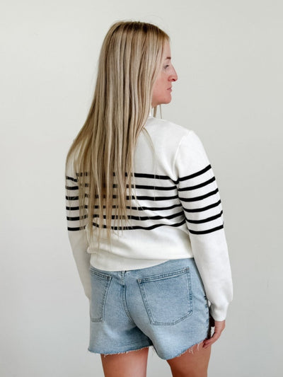 Emerson Sweater in White / Black