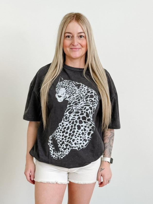 Vintage Cheetah Print Mineral Wash Graphic Tee