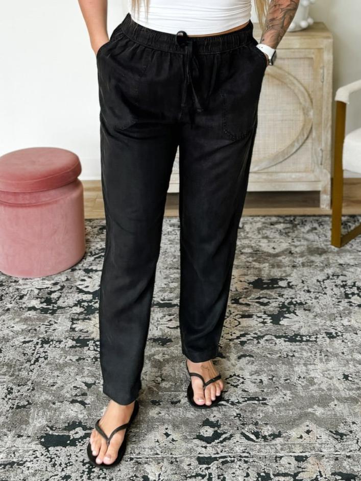 Tencel Tapered Pants in Vintage Black