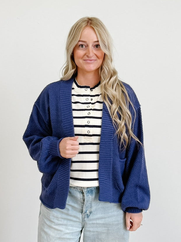 Oversized Textured Knit Cardigan Sweater