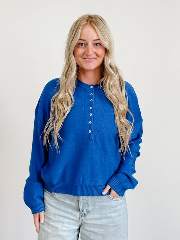 Hilary Henley Button-Up Sweater