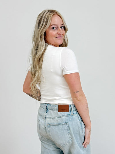 Double Layer Round Neck Short Sleeve Fitted Top