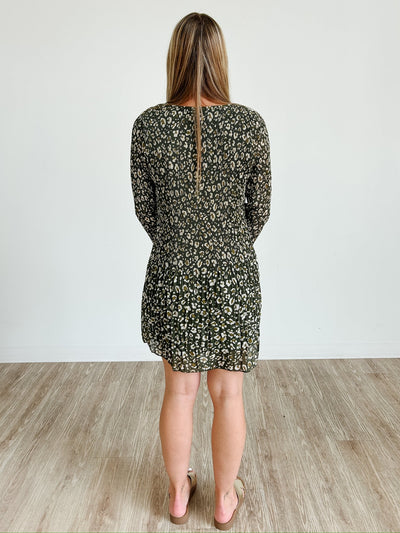 Animal Print Pleated Dress