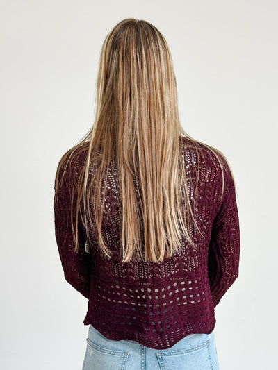 Open Stitch Wavy Hem Sweater