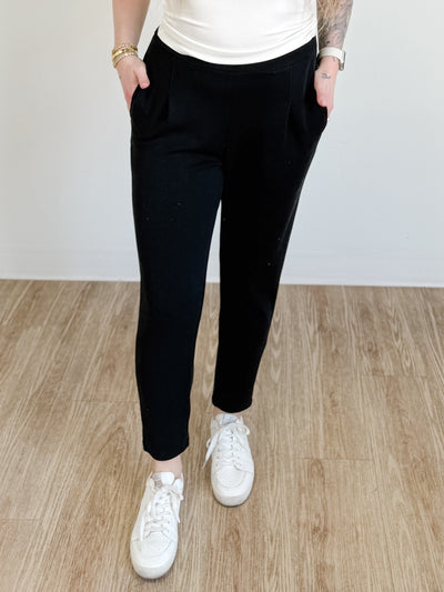 Pleated Scuba Tailored Pant in Black