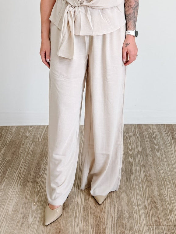 Flowy Wide Leg Pant in Matte Pearl