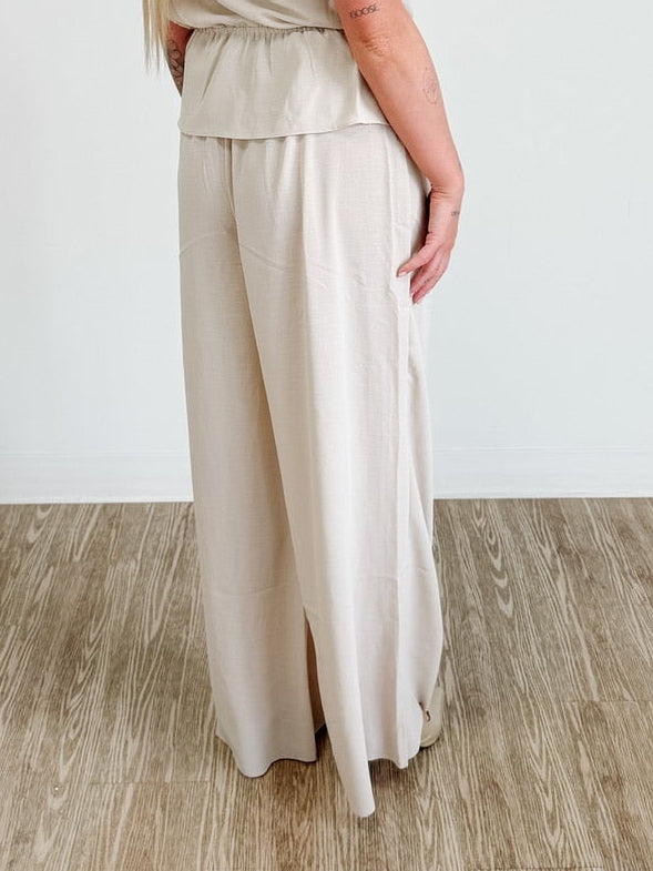 Flowy Wide Leg Pant in Matte Pearl