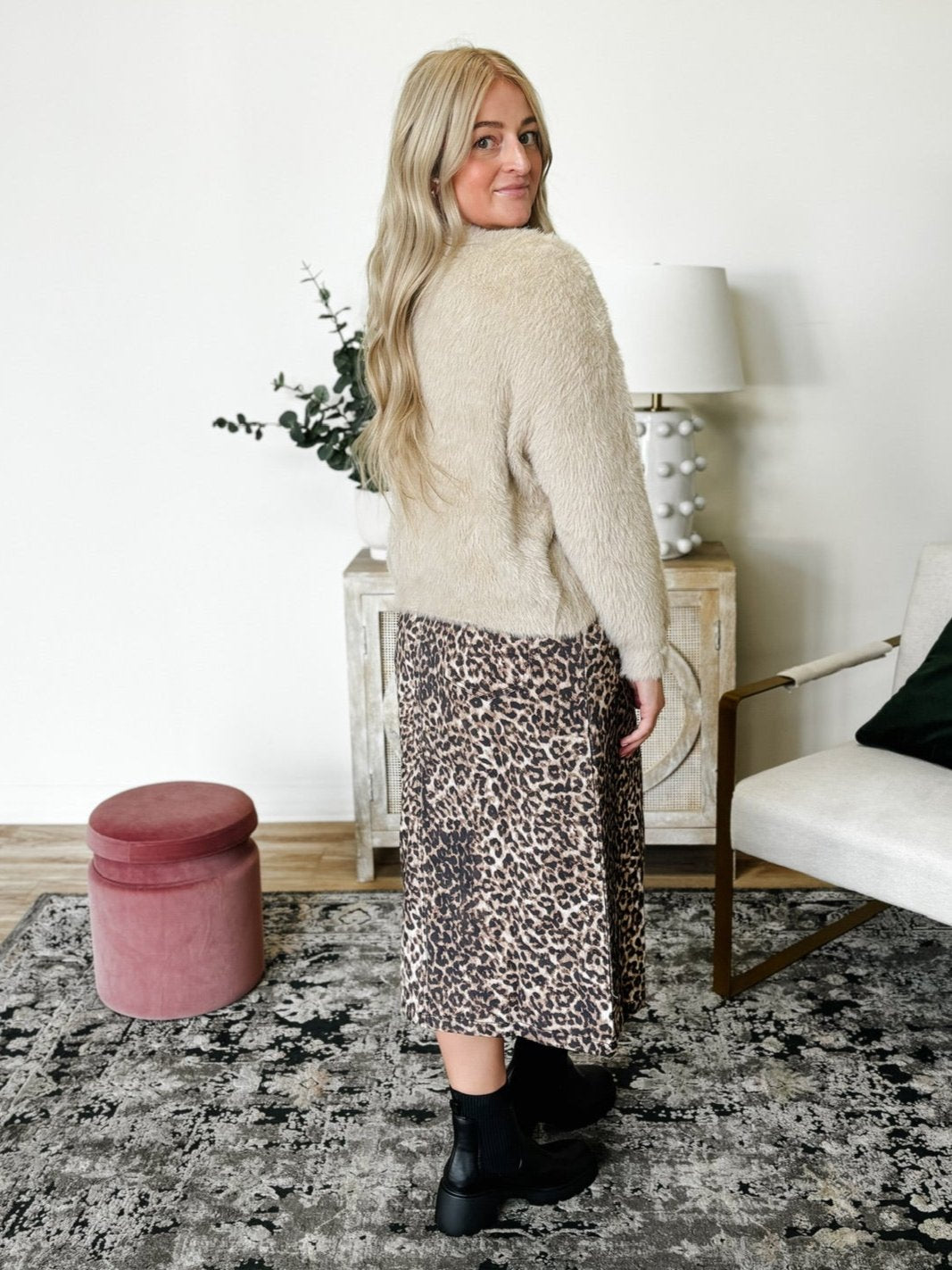 Savannah Midi Skirt in Leopard