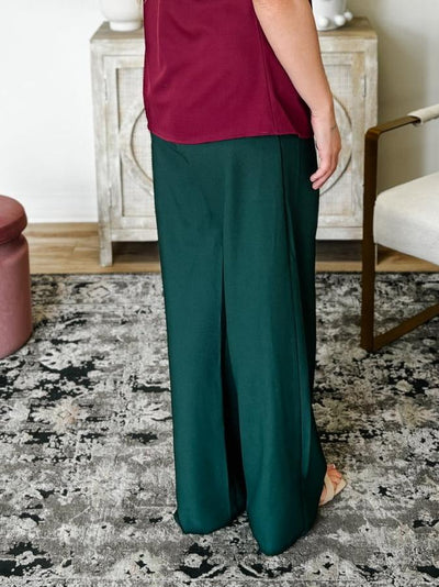 High Waist Wide Leg Pants in Hunter Green