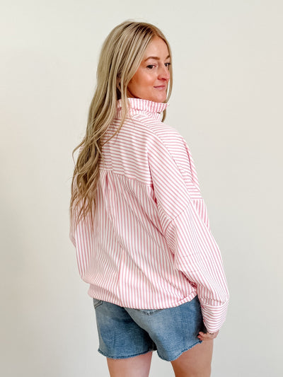 Oversized Stripe Button in Pink