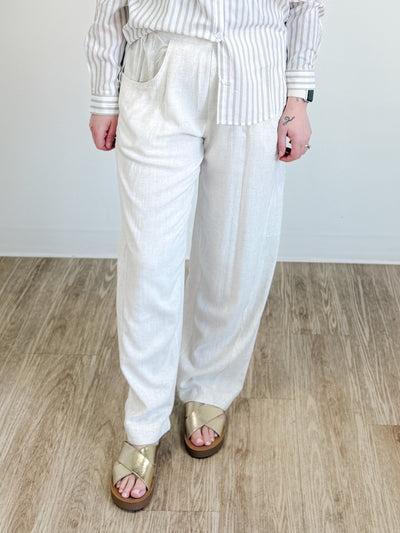 Relaxed Barrel Pants With Pockets in Oatmeal