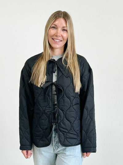 Sabine Long Sleeve Quilted Tie Jacket