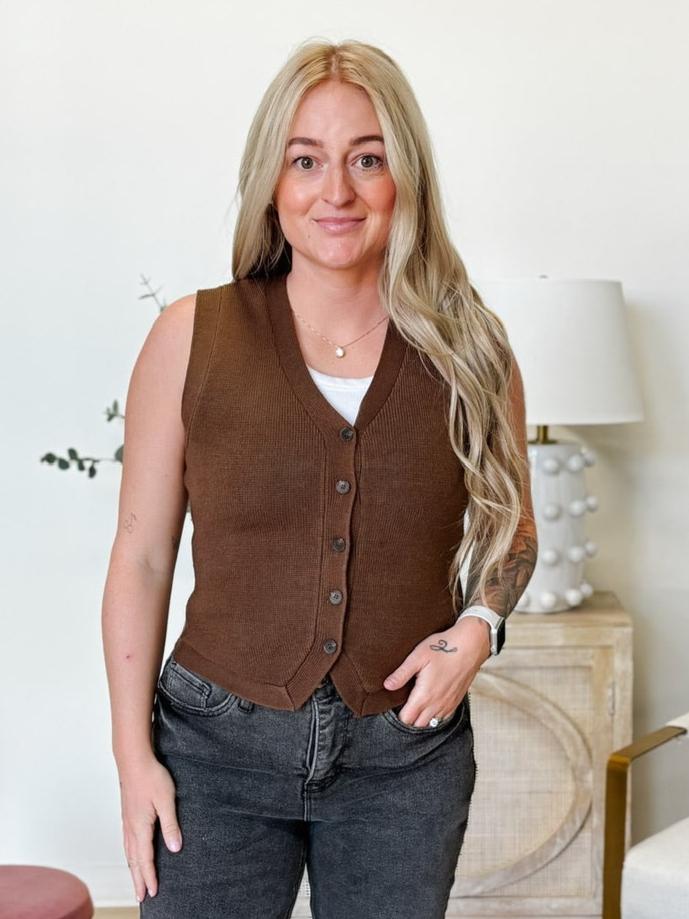 Antique Charm Knit Vest in Brown