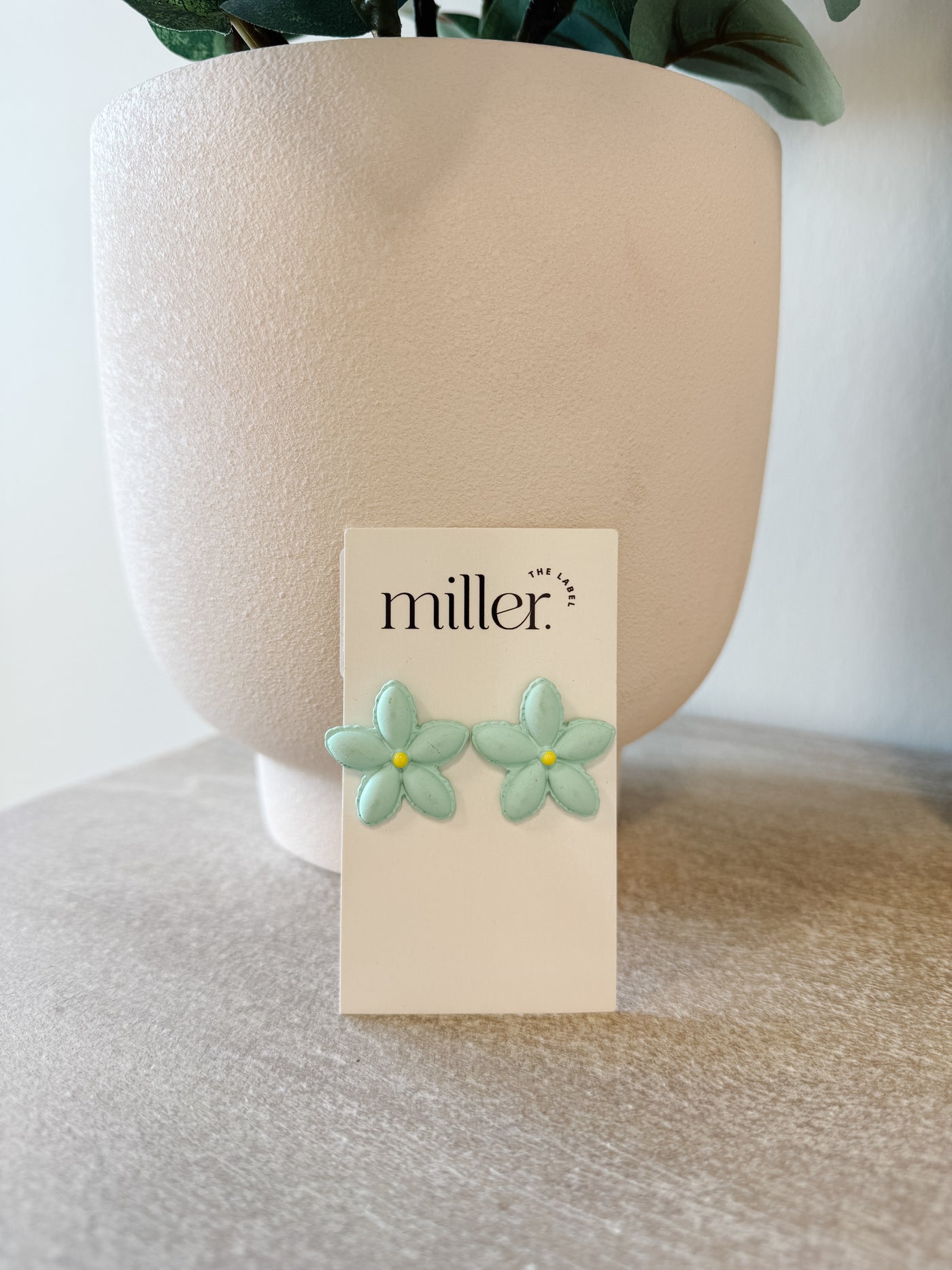 Floral Blue Stud Drop Earrings