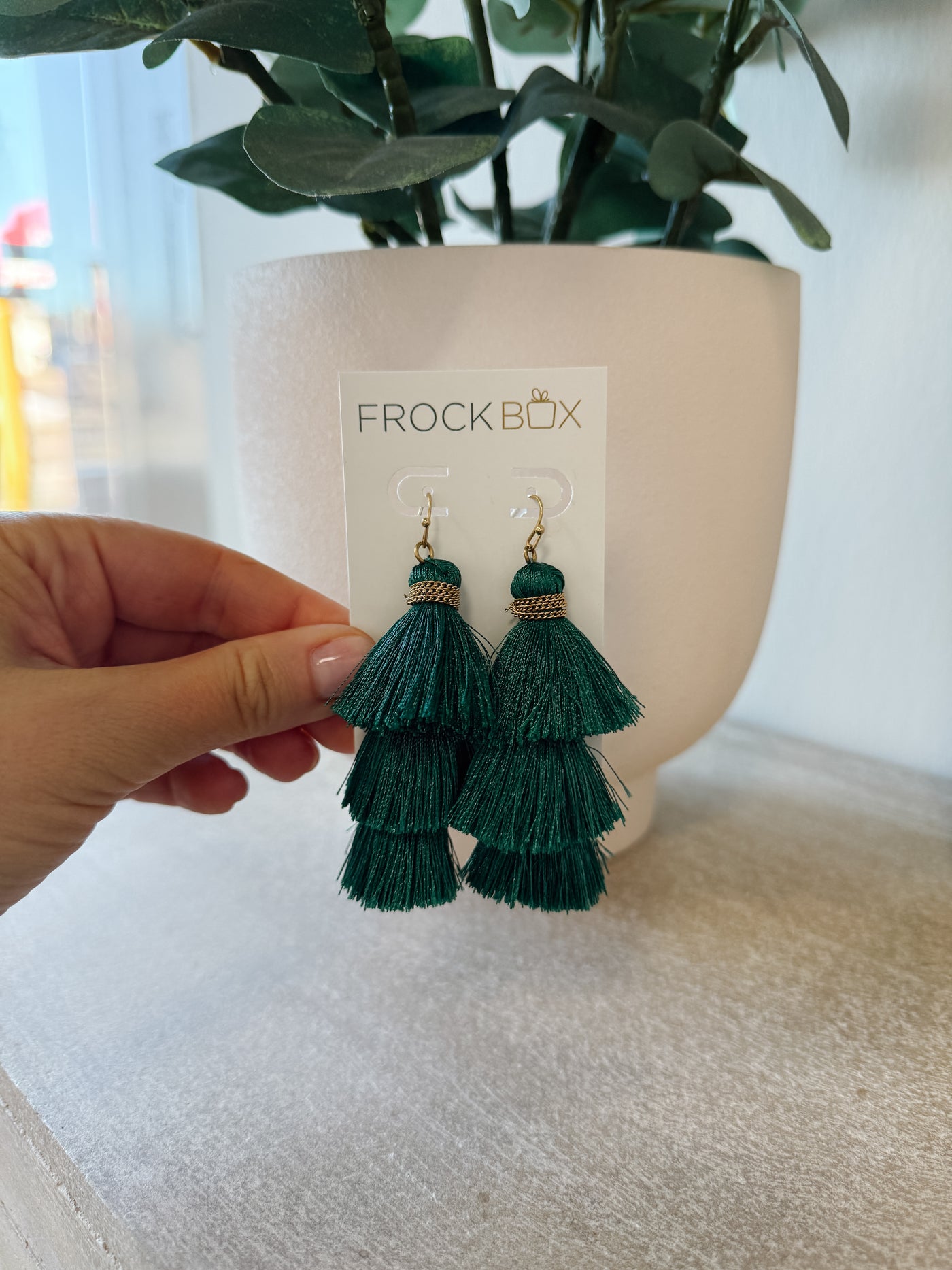 Tassle Fringe Earrings in Green