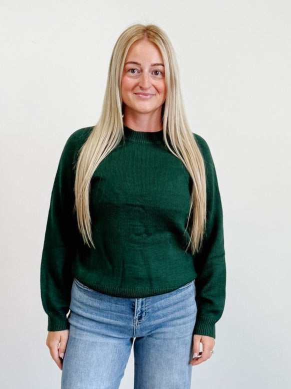 Raglan Sleeve Crew Neck Sweater
