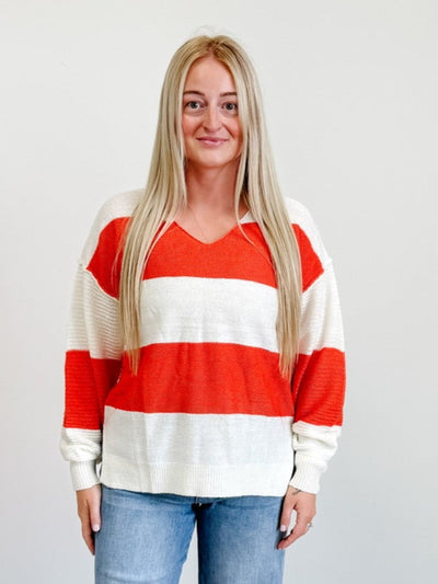 Stripe Loose Bubble Sleeve Sweater