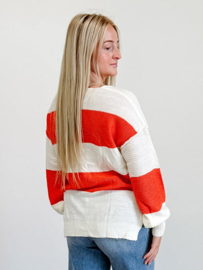 Stripe Loose Bubble Sleeve Sweater
