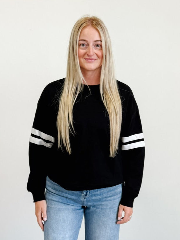 Varsity Striped Drop Shoulder Oversized Sweatshirt