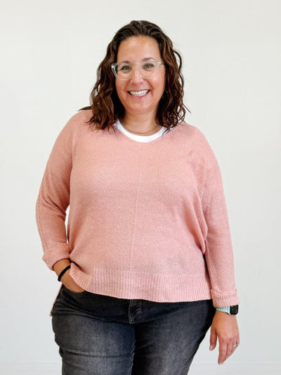 V-Neck Dolman Sleeve With Roll Cuff Sweater