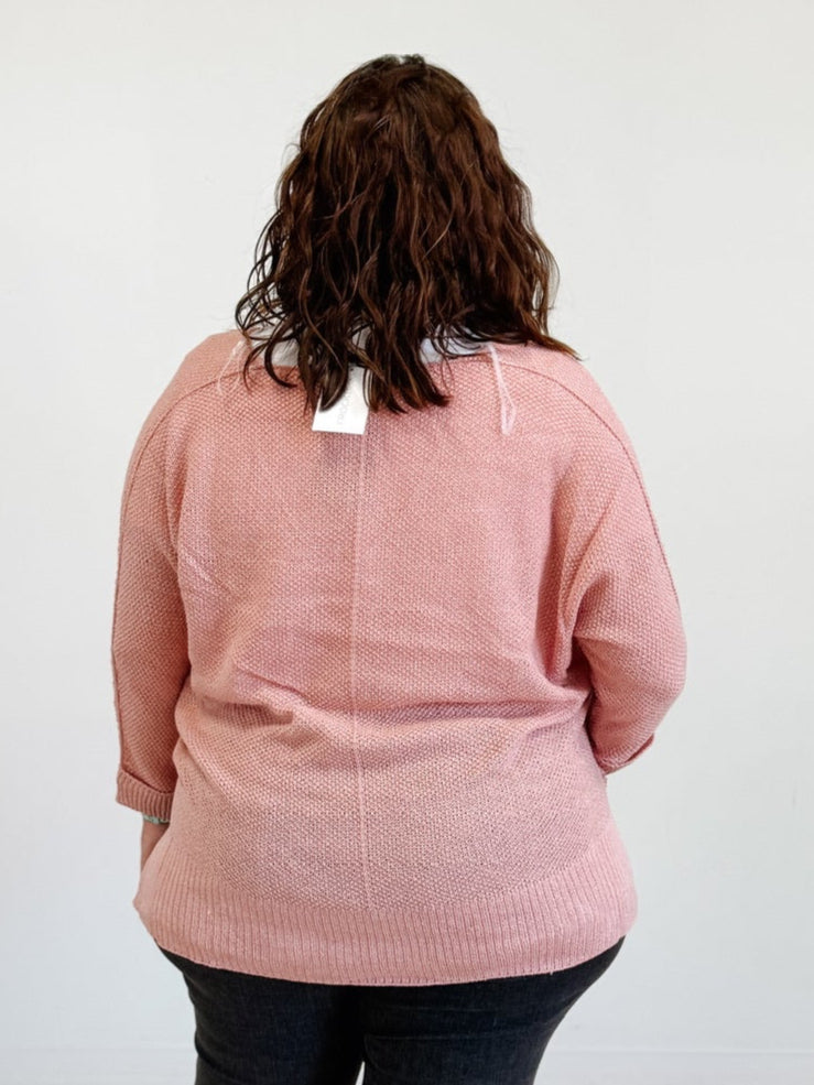 V-Neck Dolman Sleeve With Roll Cuff Sweater