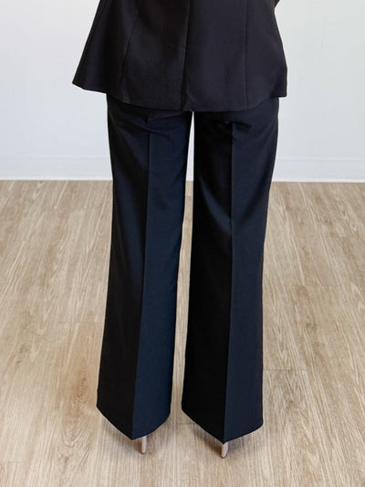 Solid Wide Leg Pants in Black