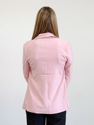 Notched Lapel Open Front Jacket in Light Rose Pink