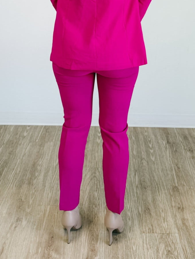 Solid Straight Leg Pants in Hot Pink