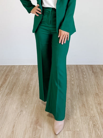 Solid Wide Leg Pants in Green