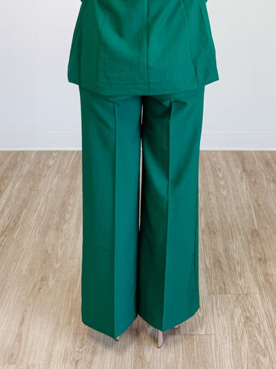 Solid Wide Leg Pants in Green
