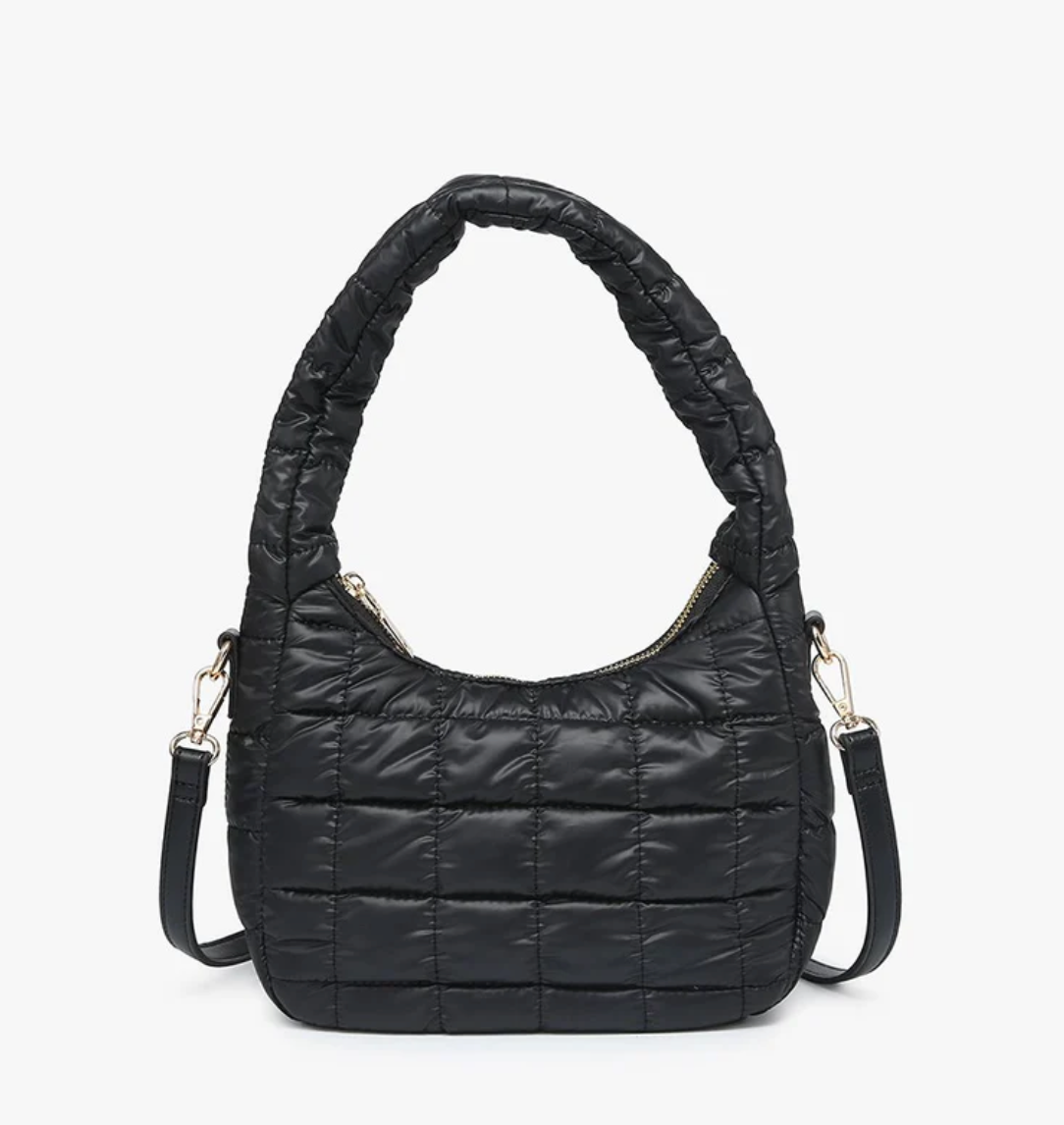 Arden Nylon Puffer Bag in Black