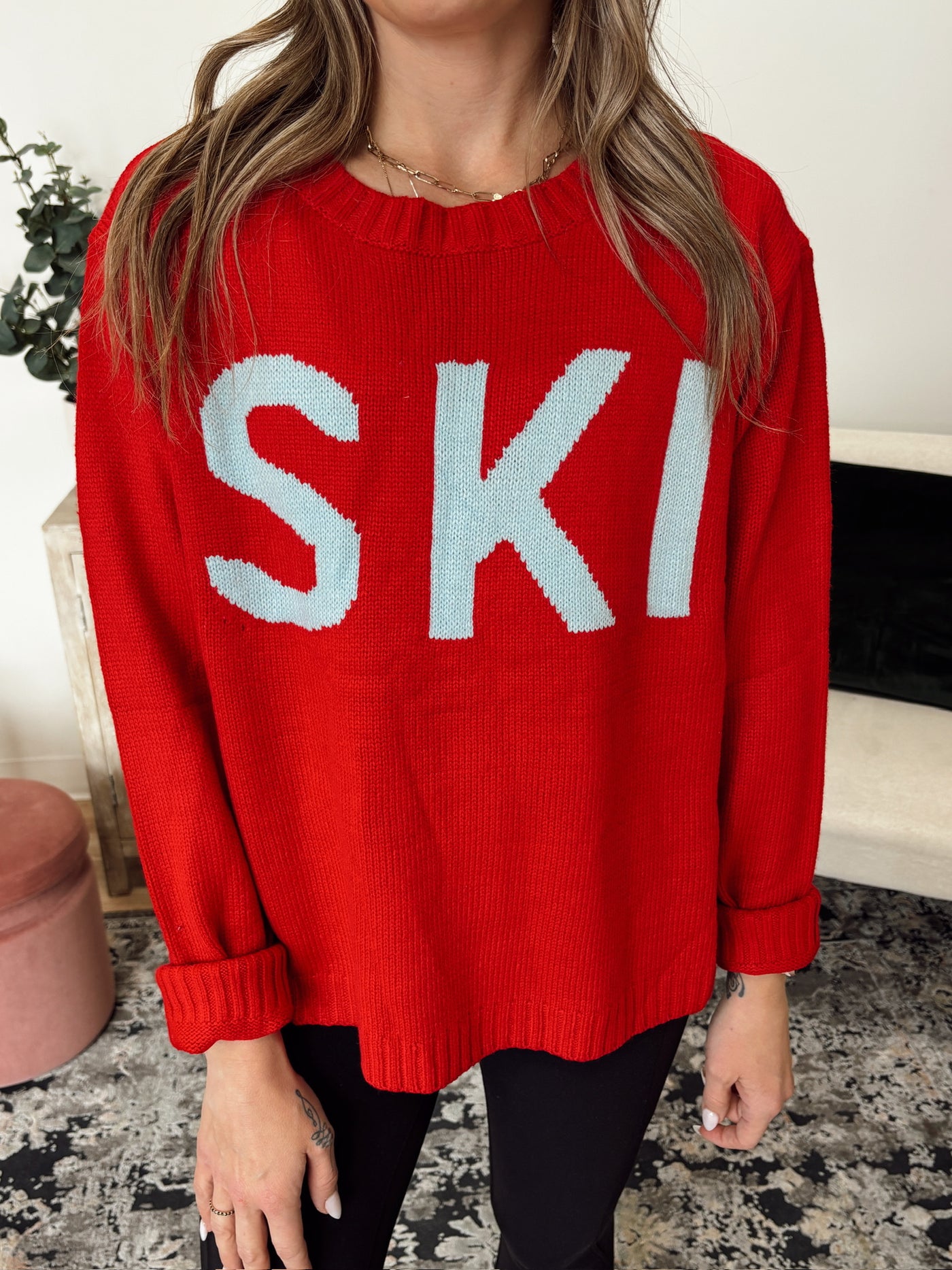 Ski Knit Sweater in Red