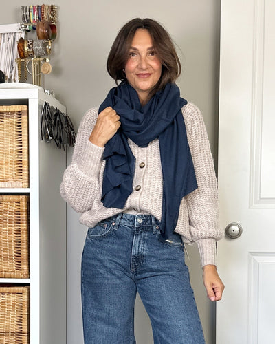 FB X CBSTYLED Andrea Woven Scarf in Navy