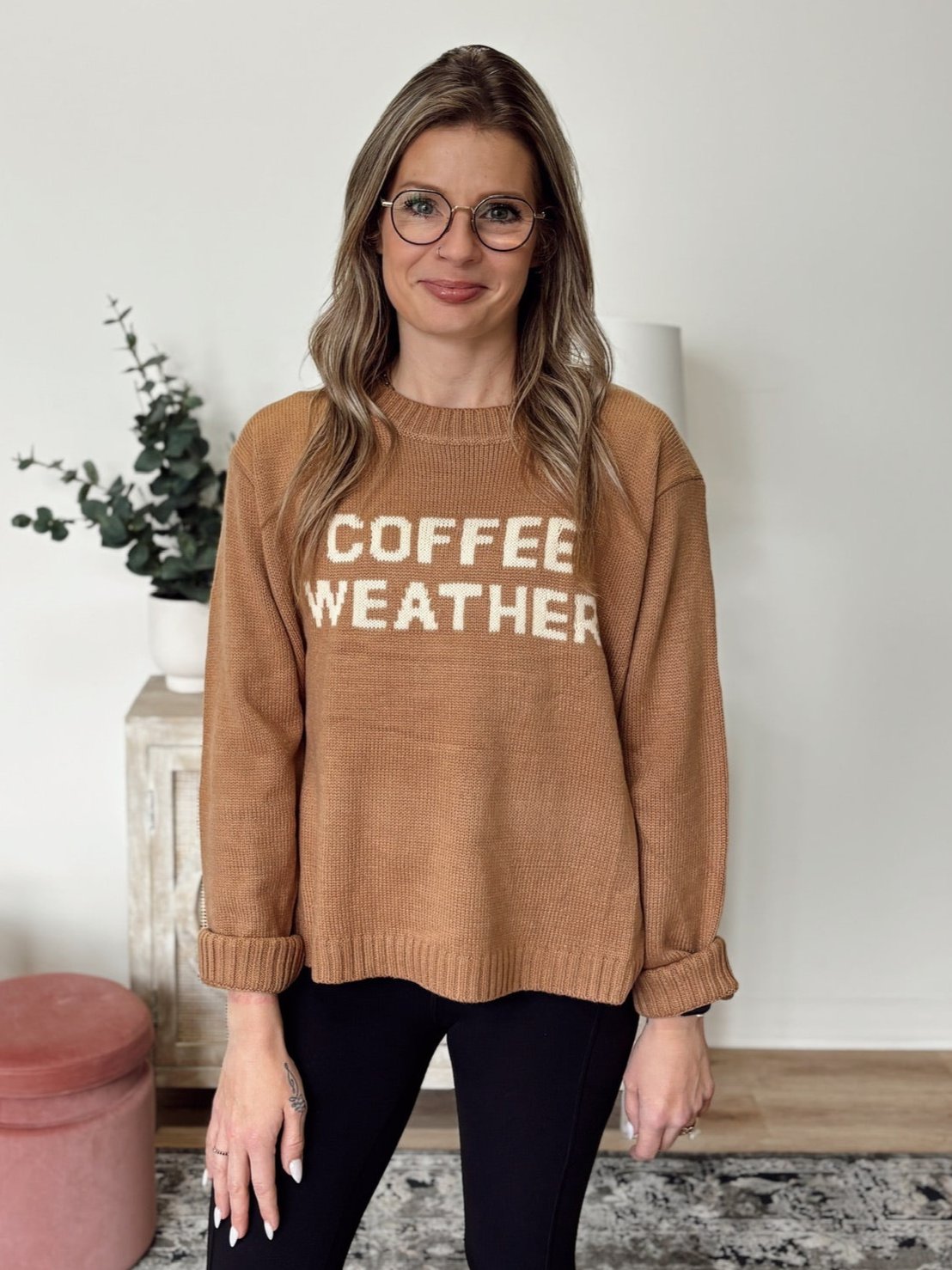 Coffee Weather Knit Sweater in Light Brown