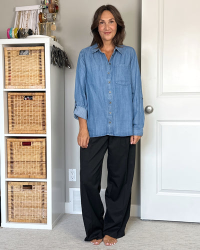 FB X CBSTYLED Washed Denim Shirt With Pocket