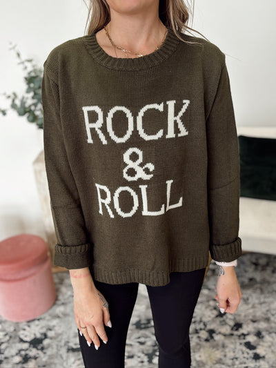 Rock & Roll Knit Sweater in Olive