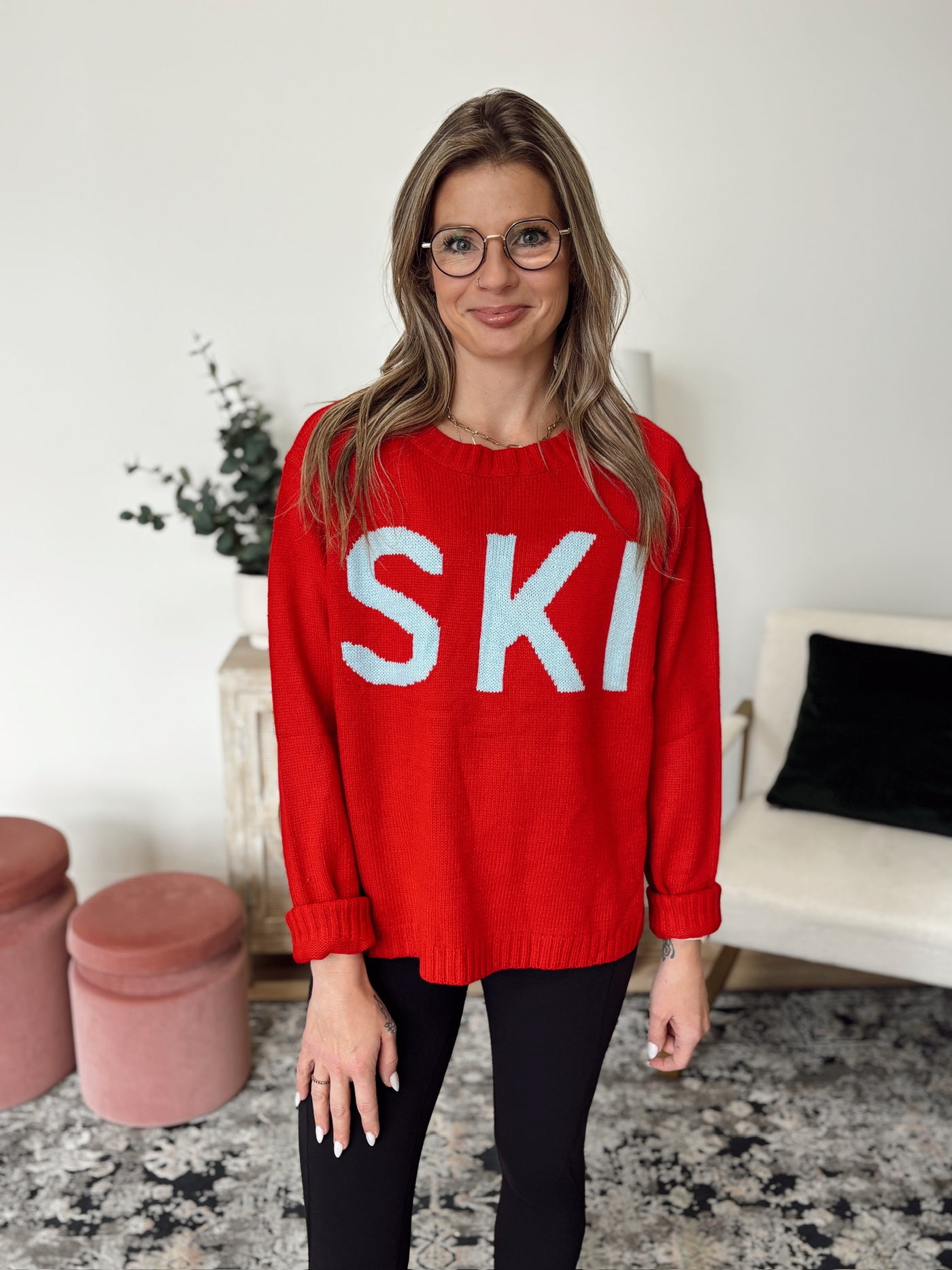 Ski Knit Sweater in Red