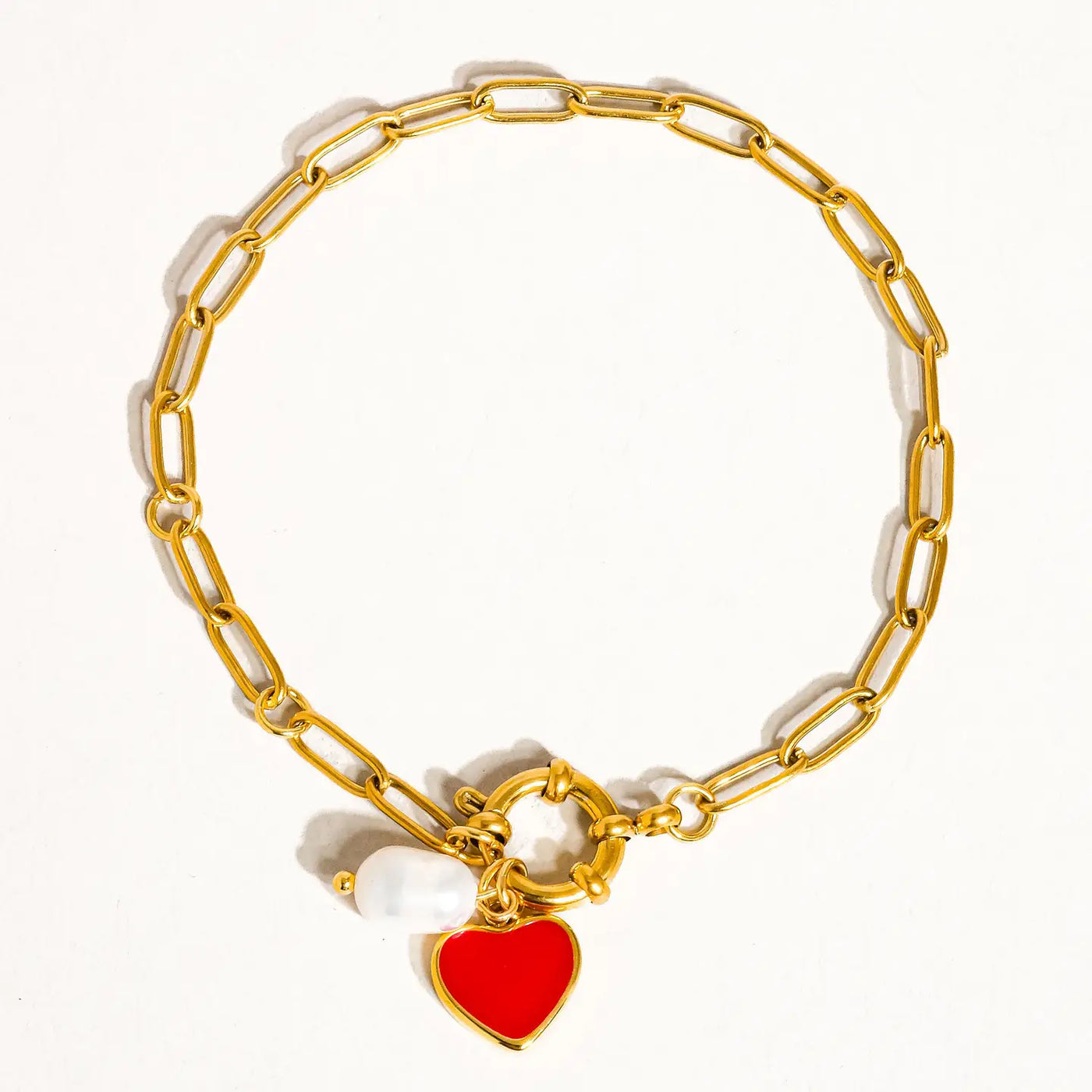 Heart Pearl Chain Bracelet