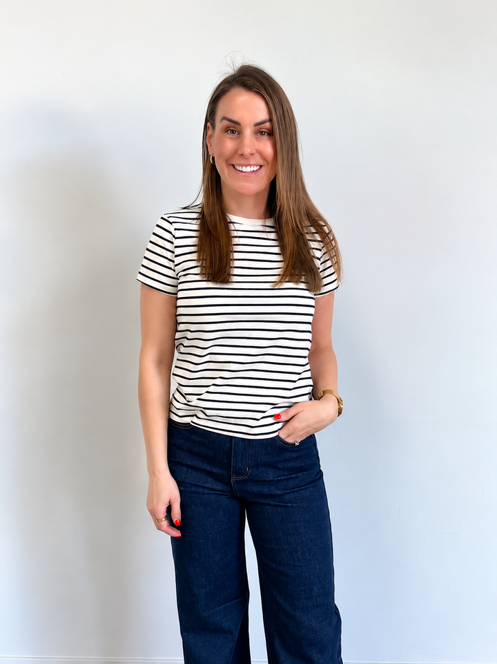 Asher Tee in Black / Cream Stripe
