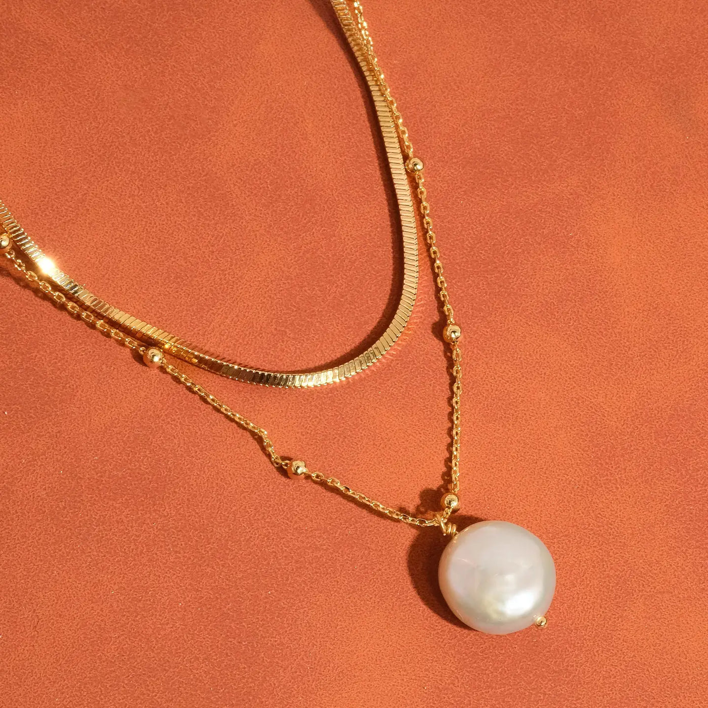 Layered Pearl Chain Necklace