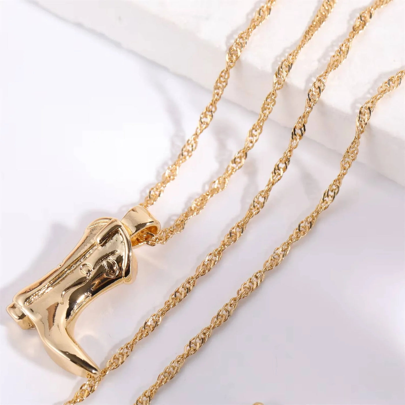 Cow Girl Costal Dainty Boot Necklace in Gold