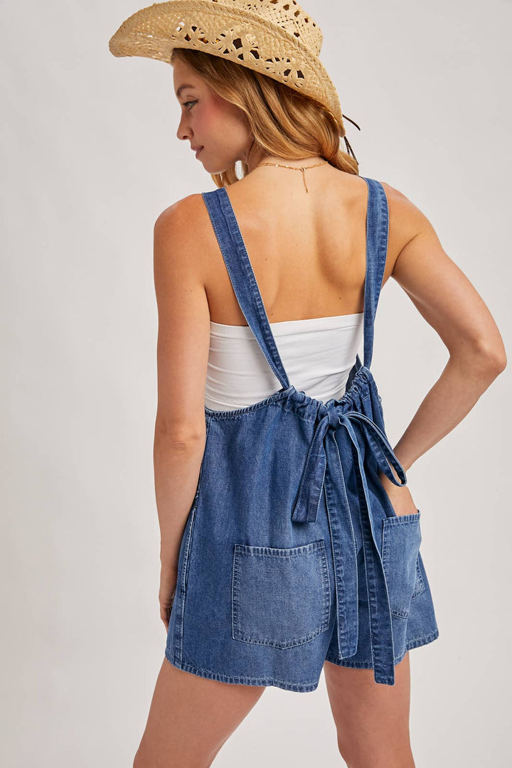 Denim Washed Romper in Light Wash