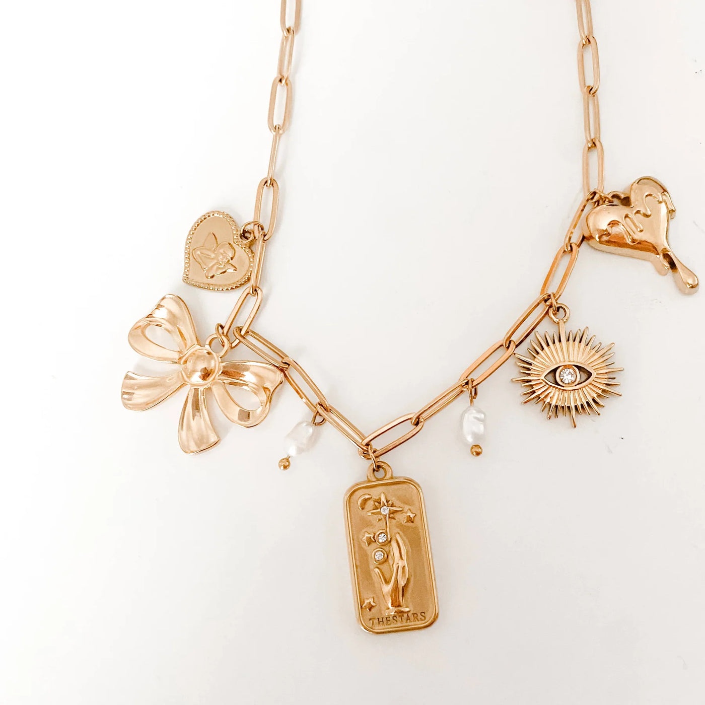 5 Charm Necklace in Gold