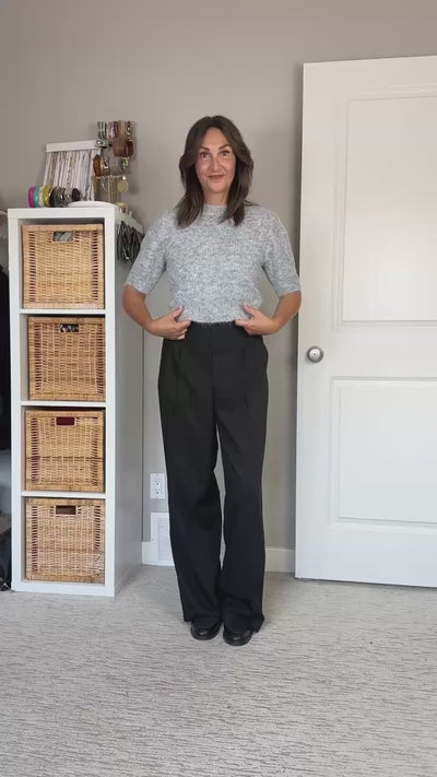 FB X CBSTYLED Novah O-Neck Puff Short Sleeve Pullover in Grey Melange