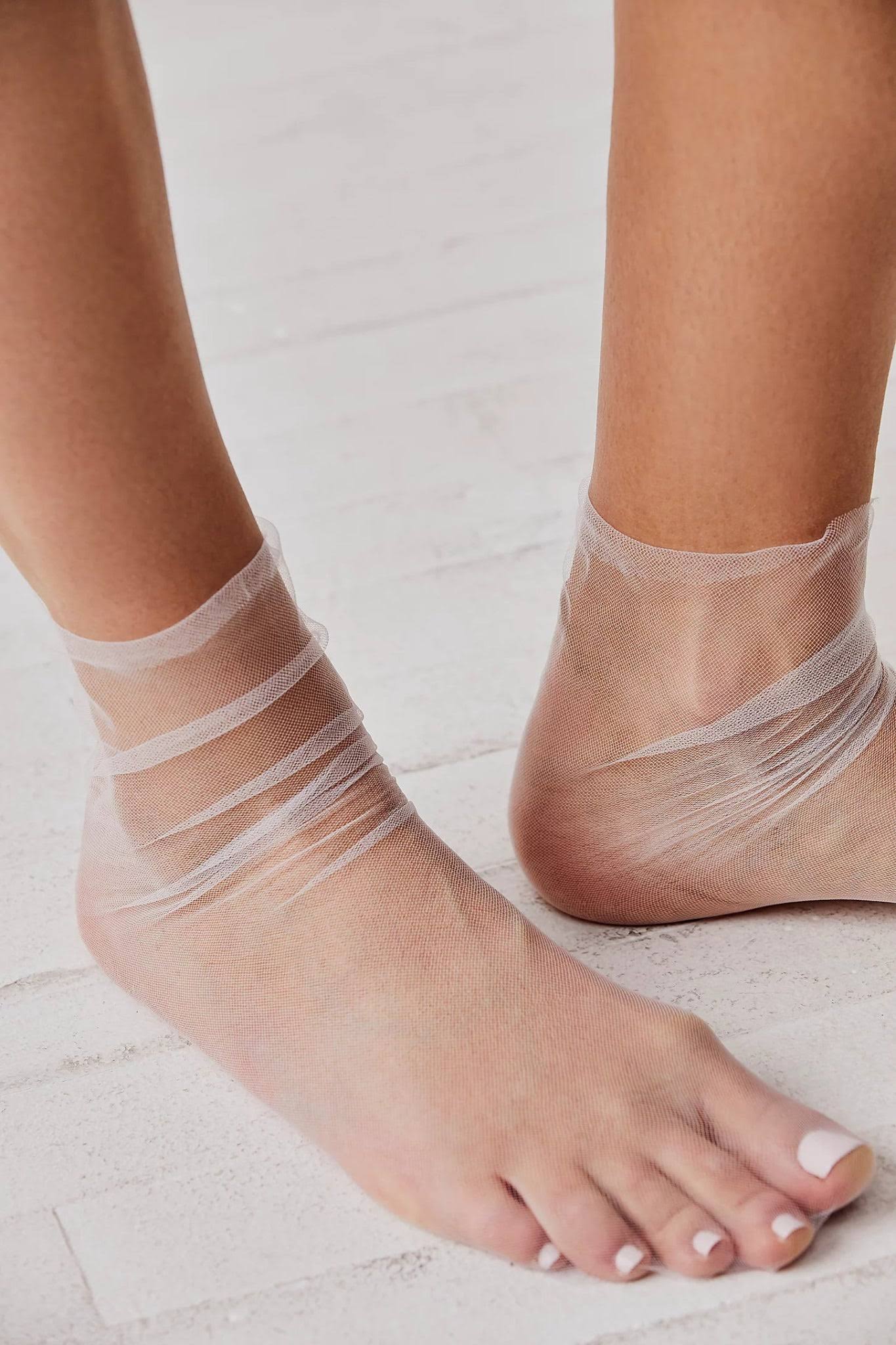 Free People The Moment Sheer Socks in White